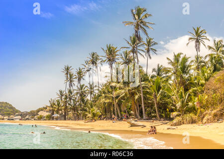 Ein Blick auf die Karibik Strand von Cabo San Juan in den Tayrona Nationalpark, Kolumbien, Südamerika Stockfoto