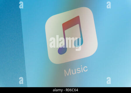 Apple Musik App auf Handy Bildschirm Stockfoto