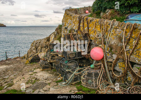 Hummer Töpfen bei Saints Bay, Guernsey. Stockfoto