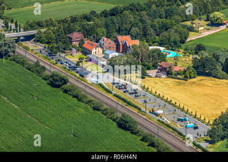 Luftaufnahme, Hof Beverland, Hotel Beverland, Beverland Gruppe Resort, Restaurant Kaseinwerk, Schlichtenfelde, Brock, Ostbevern, Münsterland, Norden Rhin Stockfoto