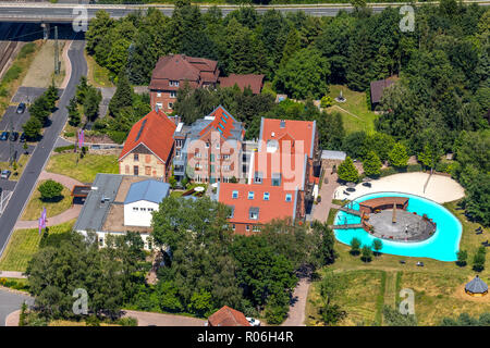 Luftaufnahme, Hof Beverland, Hotel Beverland, Beverland Gruppe Resort, Restaurant Kaseinwerk, Schlichtenfelde, Brock, Ostbevern, Münsterland, Norden Rhin Stockfoto