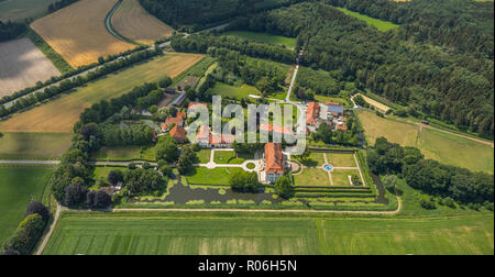 Luftbild, Übersicht Schlossanlage Schloss Harkotten Harkotten, Wappensaal, Schloss Harkotten Schloss Harkotten von Ketteler, Grundbesitz GmbH & Co.K Stockfoto