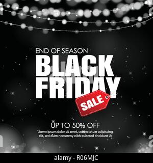 Schwarzer Freitag Verkauf mit Lichtern bokeh Hintergrund Stock Vektor