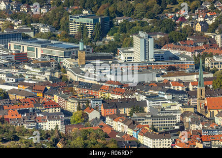 Luftaufnahme, Hagen Zentrum, St. Marien katholische Pfarrgemeinde, der Mariengasse, Randstad, Osthaus Museum Hagen, Hagen, Ruhrgebiet, Nordrhein-Westfalen, Germ Stockfoto