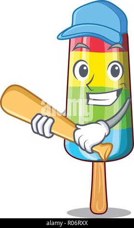 Spielen Baseball bunte Eis Sticks auf Cartoon Stock Vektor