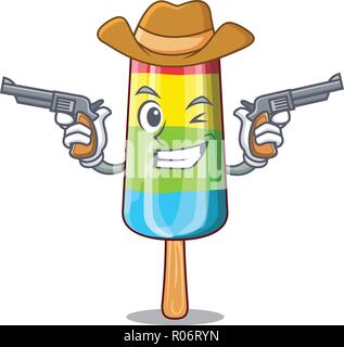 Cowboy bunte Eis Sticks auf Cartoon Stock Vektor