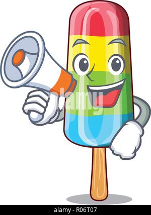 Mit Megafon bunte Eis Sticks auf Cartoon Stock Vektor