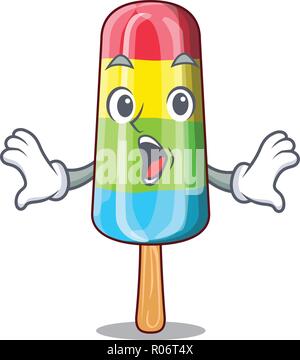 Überrascht cartoon bunte Eis für Getränke Stock Vektor