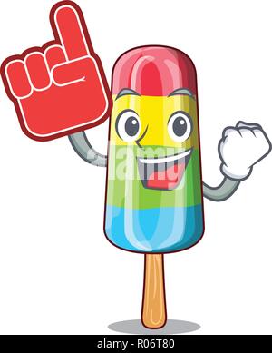 Schaum finger bunte Eis Stick auf Maskottchen Stock Vektor
