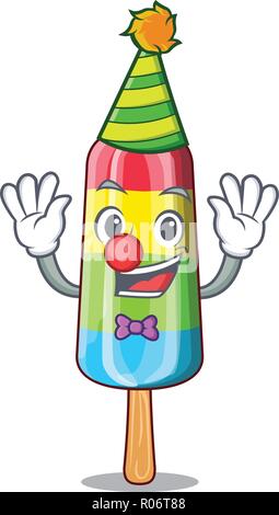 Clown bunte Eis Stick auf Maskottchen Stock Vektor