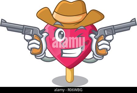 Cowboy Schokolade Herzen auf Eis Cartoon Stock Vektor