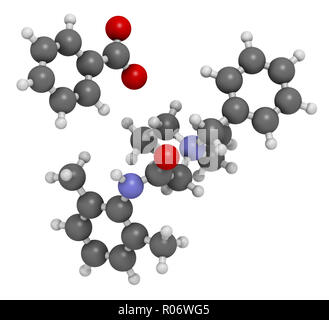 Denatonium Benzoat Hopfenmenge Agent. 3D-Rendering. Atome sind als Kugeln mit konventionellen Farbcodierung vertreten: Wasserstoff (weiß), Kohlenstoff (grau), o Stockfoto