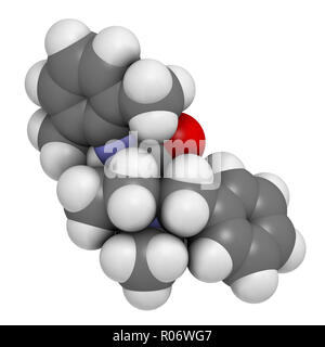 Denatonium Hopfenmenge Agent-Molekül. 3D-Rendering. Atome sind als Kugeln mit konventionellen Farbcodierung vertreten: Wasserstoff (weiß), Kohlenstoff (grau), o Stockfoto