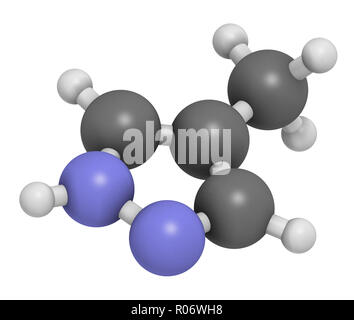 Fomepizol Molekül. Gegenmittel zur Behandlung von Methanol und Ethylenglykol-Vergiftung. 3D-Rendering. Atome werden als Kugeln mit konventionellen c dargestellt. Stockfoto