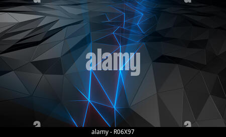 3D-Rendering abstrakte polygonale Raum Low Poly mit Anschluss Oberfläche. Futuristische HUD Hintergrund Stockfoto