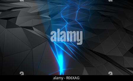 3D-Rendering abstrakte polygonale Raum Low Poly mit Anschluss Oberfläche. Futuristische HUD Hintergrund Stockfoto