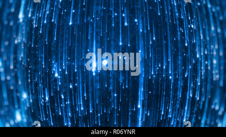 3D-Rendering des Fallen der helle Teilchen. Sternenregen auf einem dunklen Hintergrund mit glänzenden und glühende Sternchen Stockfoto