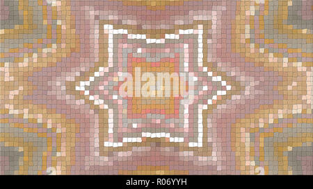 3D-Rendering von einer abstrakten Bild aus einem Mosaik. Helle Zusammensetzung der symmetrischen Muster Stockfoto