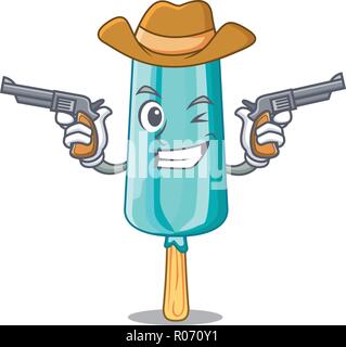 Cowboy Obst Eis auf stick Cartoon Stock Vektor