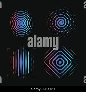 Abstrakte Spirale. Finger Print logo Vorlage. Biometrische Sicherheit System Schriftzug. Auge Scanner Symbol. Vektoren. Stock Vektor