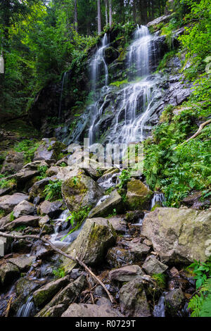 Deutschland, Wasserfall von Simonswald Zweribach in Wald in magischer Atmosphäre Stockfoto