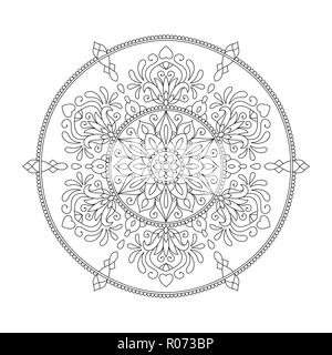 Mandala Färbung Seite Flower Design Element für Erwachsene Farbe Buch Stock Vektor