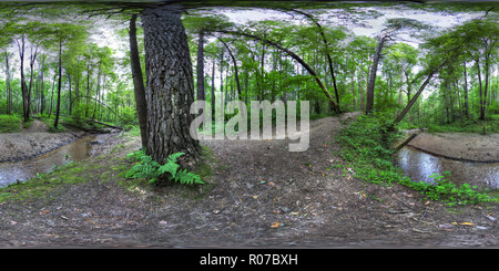 360 Grad Panorama Ansicht von Weg entlang des Flusses, Bitza Park, Moskau