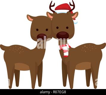 Nettes paar Rentier Weihnachten zeichen Vector Illustration Design Stock Vektor