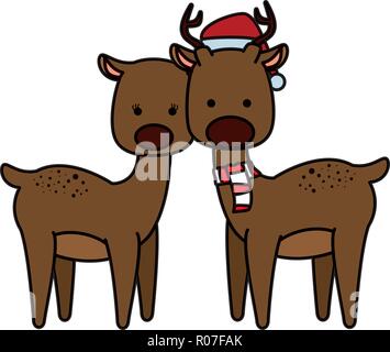 Nettes paar Rentier Weihnachten zeichen Vector Illustration Design Stock Vektor