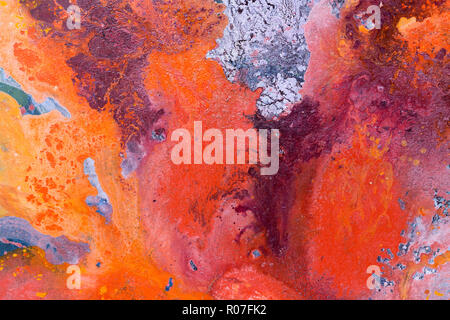 Abstract painting. Red flower on blue background. Stockfoto