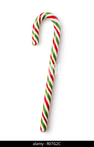 Weihnachten Lutscher in Form einer Krücke auf weißem Hintergrund Stockfoto