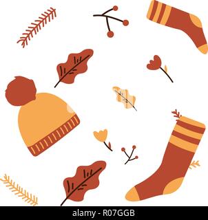 Die nahtlose Vektor florale Muster mit Herbst Blätter und Blumen Stock Vektor