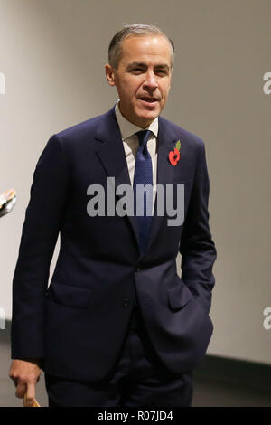 Der Gouverneur der Bank of England, Mark Carney, spricht während der Bekanntgabe der neuen Polymer £50 Note im Science Museum, Kensington, London. Die neue £50-Note wird einen prominenten britischen Wissenschaftler zeigen, und Mitglieder der Öffentlichkeit werden gebeten, Nominierungen zu machen. Stockfoto