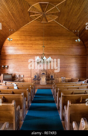 Innenraum der Union der Christlichen Kirche innerhalb der Calvin Coolidge Homestead Bezirk, Plymouth Kerbe, Vermont, USA. Stockfoto