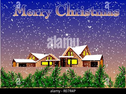 Winter Dorf. Weihnachten und neues Jahr Hintergrund Stock Vektor