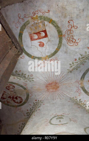 Italien, Lombardei, Urgnano, Rocca Viscontea oder Castello Albani im vierzehnten Jahrhundert auf einem mittelalterlichen Basis gebaut. Es wurde von Bartolomeo Colleoni und Gian Gerolamo Albani besessen. Arme Bartolomeo Colleoni Stockfoto