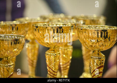 Detail von einigen Preis Rennen für das Rennen und die Trophäe, golden Preis Rennen. Stockfoto