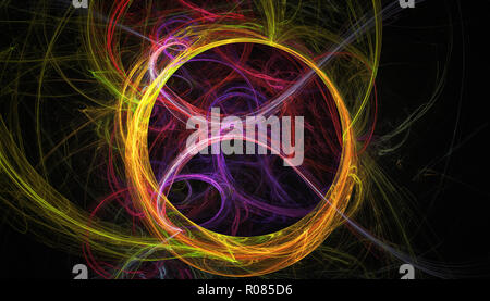 Schöne Farbe Hintergrund der glühende Partikel und Linien mit Schärfentiefe und Bokeh. 3D-Illustration, 3D-Rendering Stockfoto