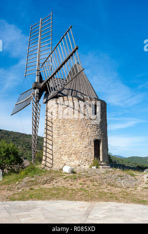 Windmühle Moulin Saint Roche, Grimaud-Village, Var, Provence-Alpes-Cote d'Azur, Frankreich, Europa Stockfoto