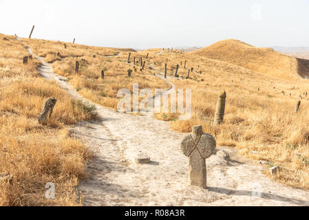 Khaled Nabi Friedhof, in der Gokcheh Dagh Hügel der turkmenischen Sahra in Golestan, nördlichen Iran gelegen Stockfoto