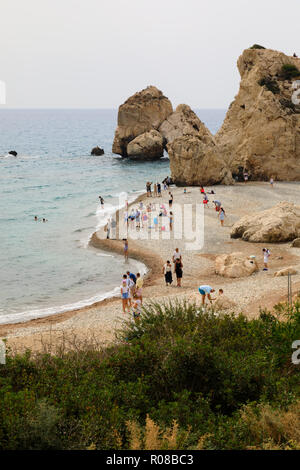 Aphrodites Felsen Petra tou Romiou, Geburtsort der Aphrodite, Paphos, Zypern Oktober 2018 Stockfoto