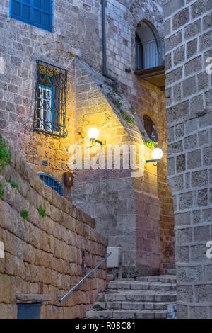 In den engen Gassen der Altstadt von Jaffa. Israel Stockfoto