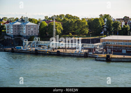 Terminal und Gänge von der Wasserseite auf einem sumer Tag gesehen, Helsinki, Finnland Stockfoto