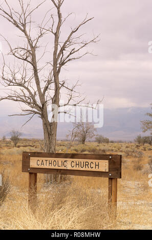 Katholische Kirche in Manzanar National Historic Site, Owens Valley, Kalifornien. Stockfoto