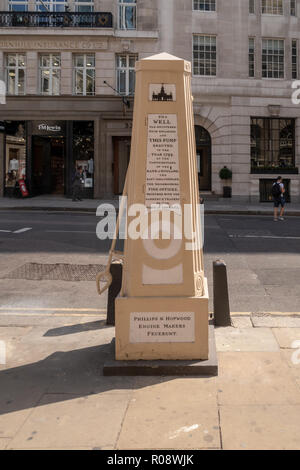 Cornhill Wasserpumpe, Royal Exchange, London, UK. Vom Architekten Nathaniel Wright im Jahre 1799 entworfen Stockfoto