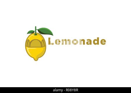 Gelbe Limonade, Saft Logo Designs Inspiration isoliert auf weißem Hintergrund Stock Vektor