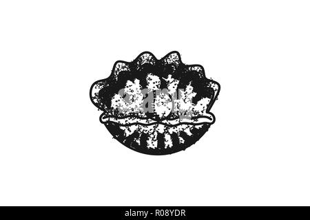 Hand gezeichnet Muscheln, Austern und Meeresfrüchte Logo Design Inspiration auf weißem Hintergrund isoliert Stock Vektor