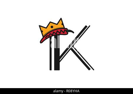Buchstabe K und Krone, König, Königin Logo Designs Inspiration isoliert auf weißem Hintergrund Stock Vektor
