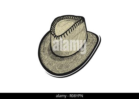 Hand gezeichnet hat Cowboy Logo Designs Inspiration isoliert auf weißem Hintergrund Stock Vektor