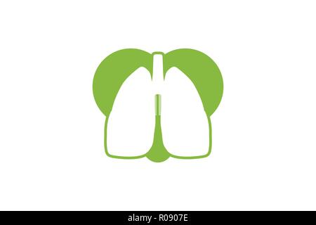 Lungen- und Liebe, Lunge gesund Logo Designs Inspiration isoliert auf weißem Hintergrund Stock Vektor